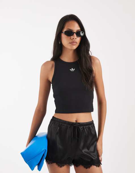 adidas Originals - Top senza maniche basic nero a coste - view 1