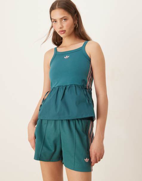 adidas Originals - Top senza maniche verde con 3 strisce all'uncinetto - view 1
