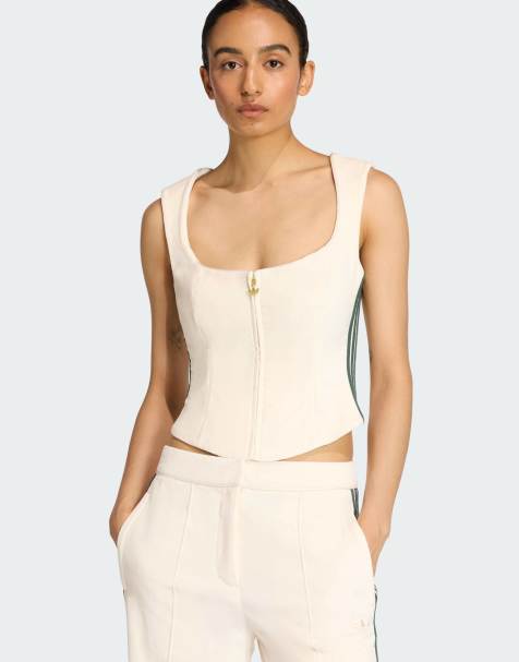 adidas Originals - Top style corset en velours - Blanc craie - view 1