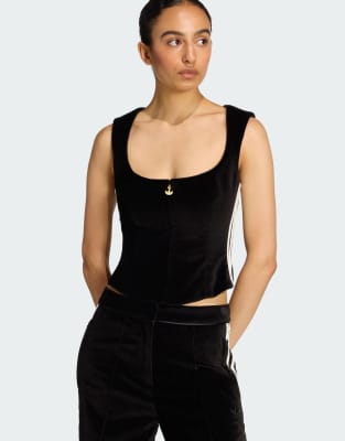adidas Originals - Top style corset en velours - Noir | ASOS