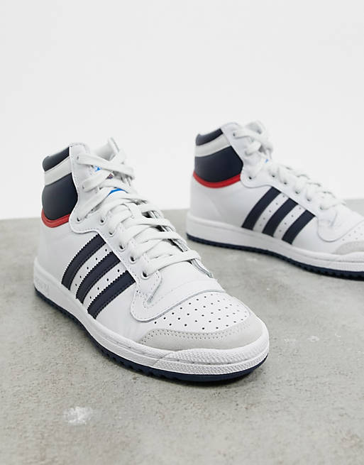 adidas Originals - Top Ten - sneakers in wit, marineblauw en rood | ASOS