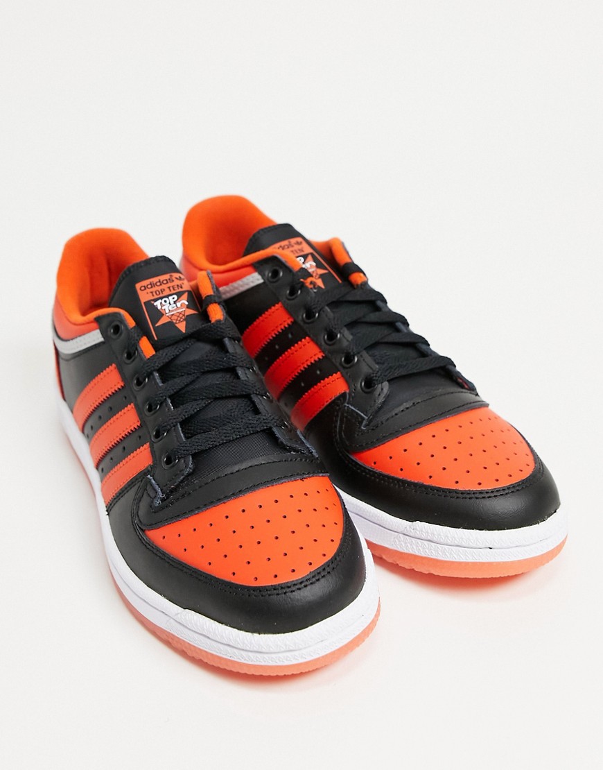 Adidas Originals Top Ten Low Sneakers In Orange And Black-blues