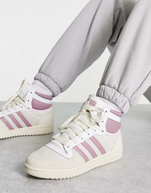 adidas Originals Top Ten sneakers in white and magic mauve |