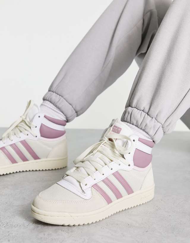 adidas Originals Top Ten sneakers in cream white and magic mauve