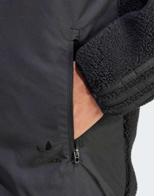 adidas Originals Top van polar fleece met rits in zwart ASOS