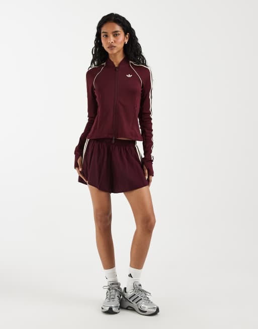 adidas Originals top zippé sport bordeaux et crème, 2 de 5
