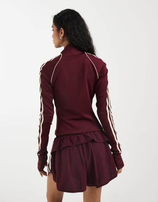 adidas Originals top zippé sport bordeaux et crème, 4 de 5
