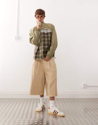 adidas Originals adidas Originals track jacket in khaki tartan-Green