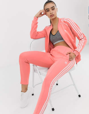 adidas originals sleek mesh tulle track jacket in pink