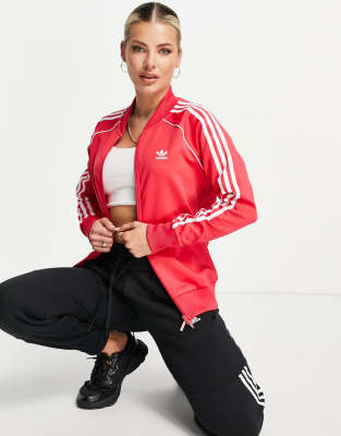 adidas track jacket women's pink