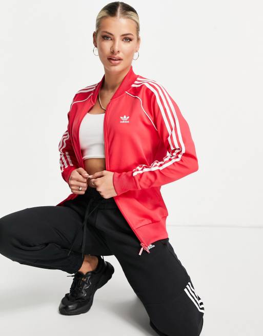 Adidas track best sale jacket women's pink