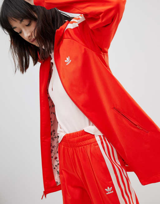 Adidas red shop floral jacket