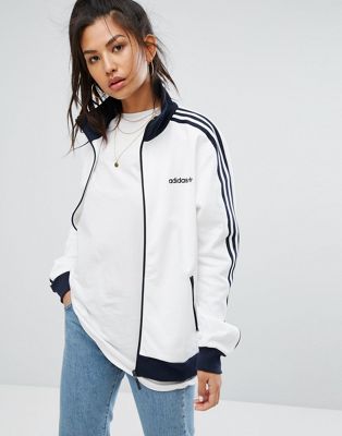 adidas originals track jacket in white and navy