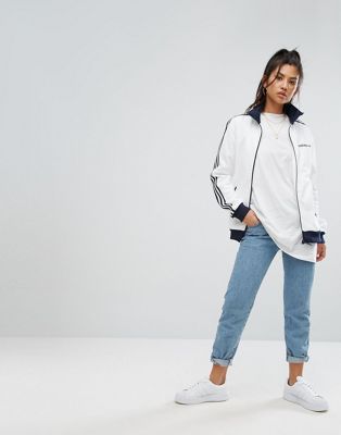 adidas originals track jacket in white and navy
