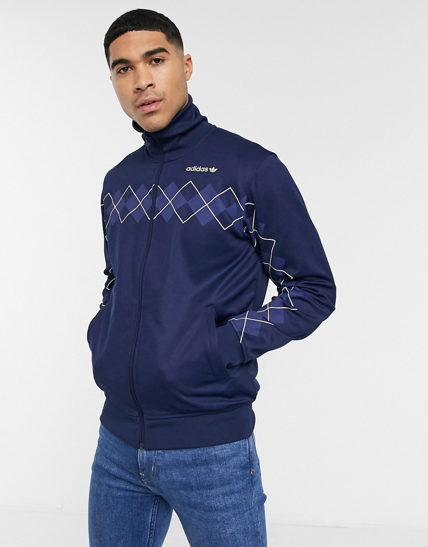 adidas Originals track jacket with argyle print in navy