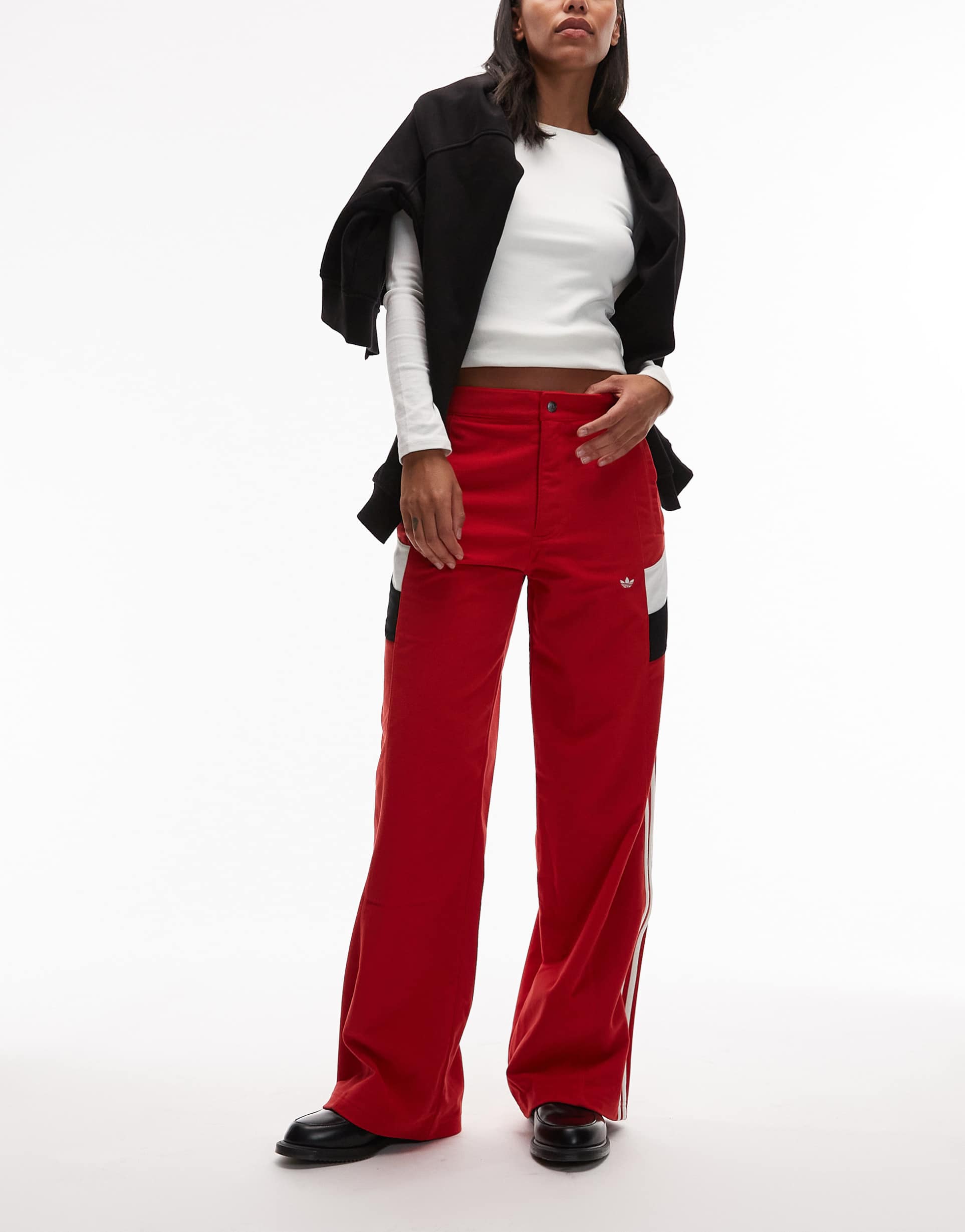 adidas originals track pants in red and white