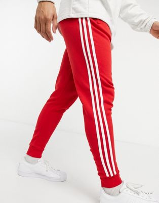 adidas 3 stripe red track pants