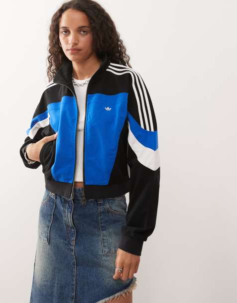 adidas Originals track top in black and blue