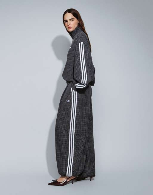 adidas Originals track top in light black check, 2 of 4