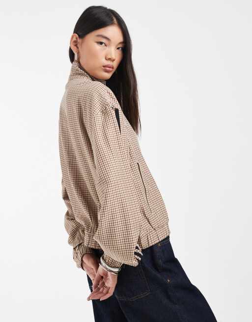 adidas Originals track top in light brown check, 4 of 4