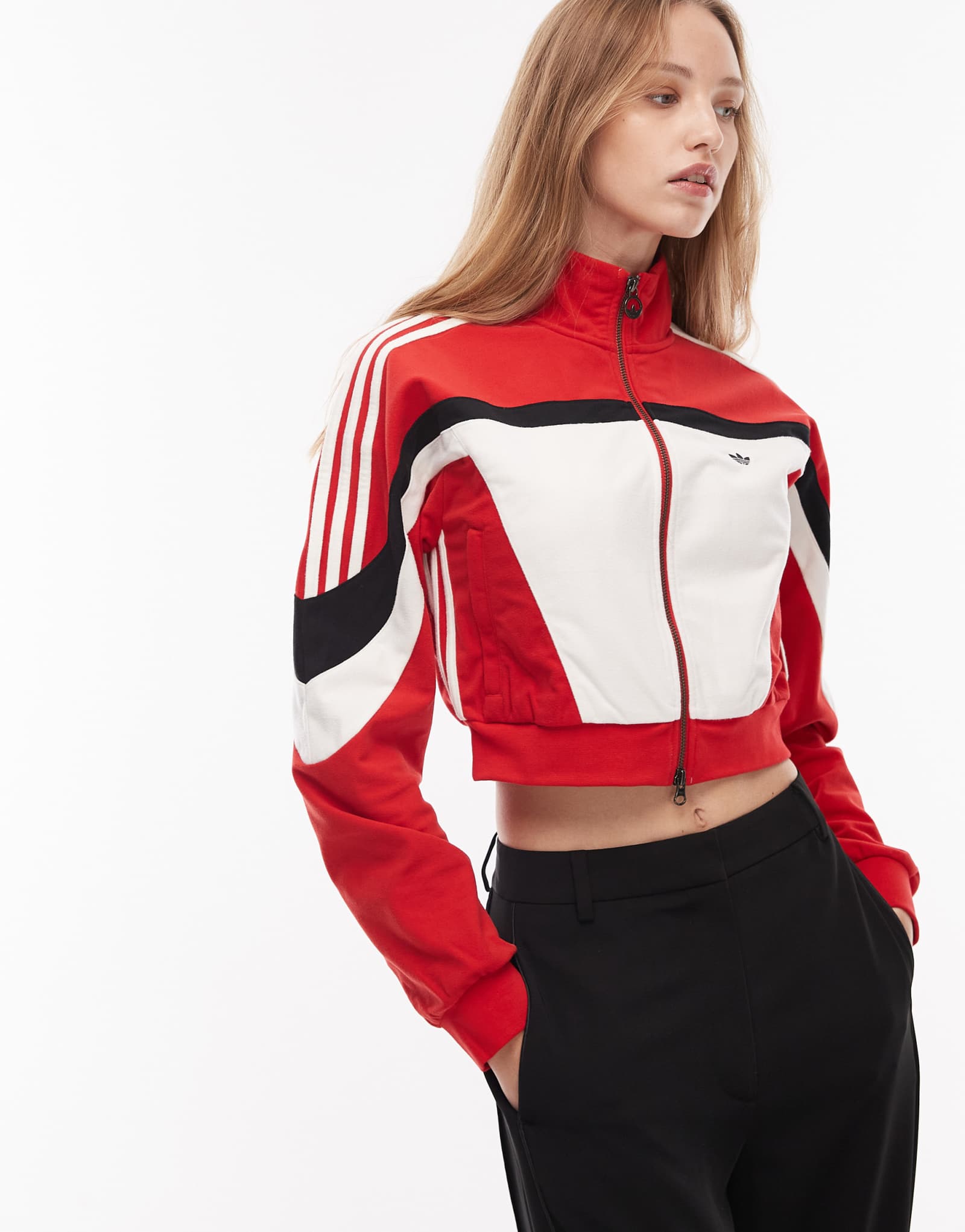 спортивный топ adidas Originals красного и белого цветов