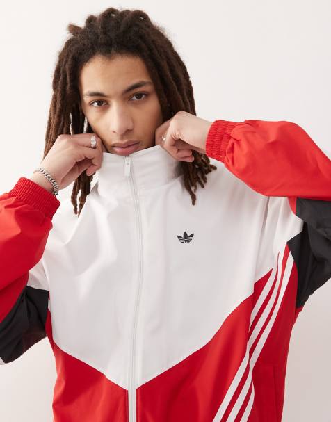 adidas Originals track top in white and red - view 1