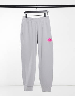 Grey and pink hot sale adidas joggers