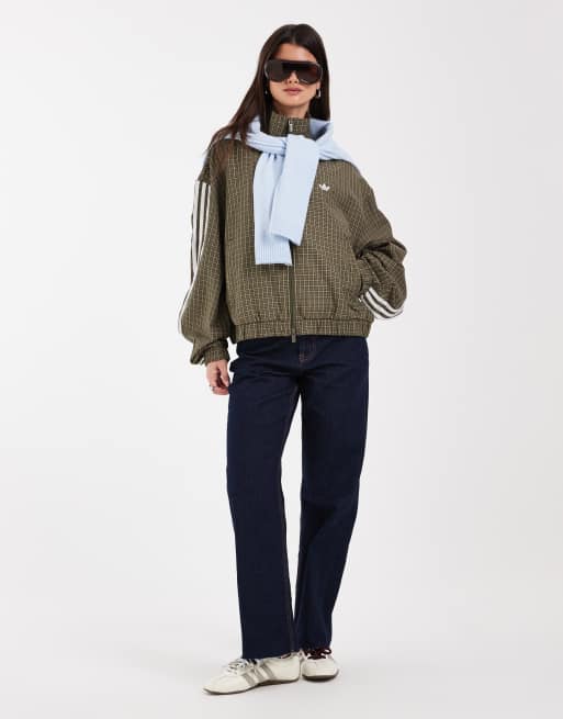 adidas Originals Tracktop mit Karomuster in Khaki, 2 von 4