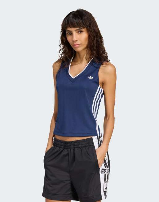 adidas Originals – Trägertop in Night Indigo mit V-Ausschnitt