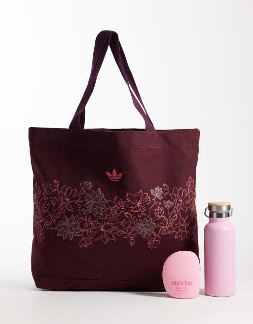 adidas Originals – Tragetasche in Kastanienbraun mit Blumenstickerei, 2 von 4