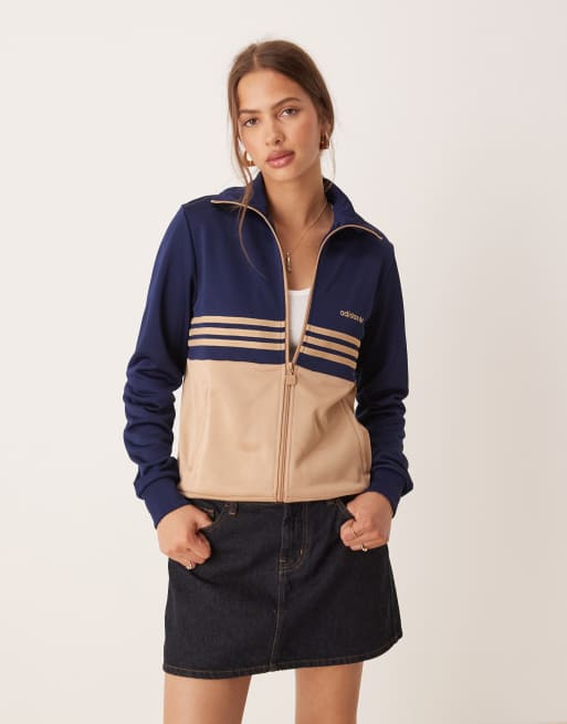 adidas Originals - Trainingsjack in marineblauw en roze