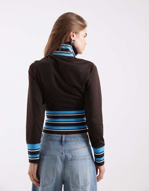 adidas Originals – Trainingsjacke im Vintage-Stil in Braun mit gerippten Streifen, 4 von 4