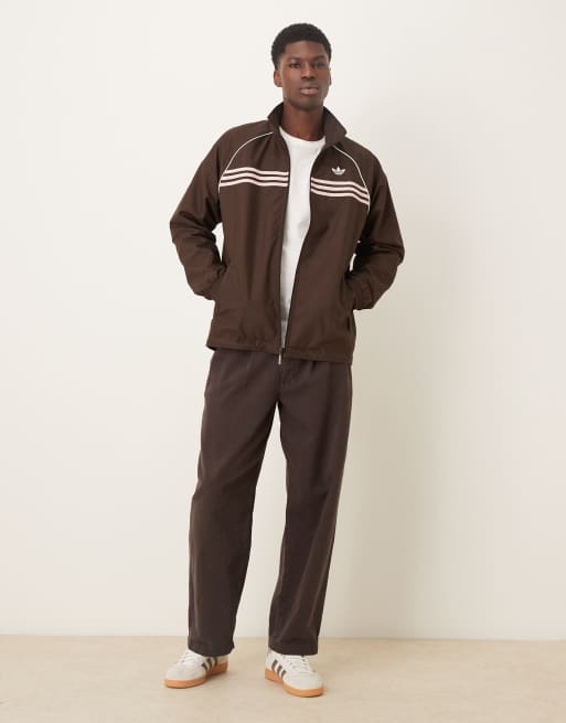 adidas Originals – Trainingsjacke in Kaffeebraun mit Bruststreifen, 2 von 4