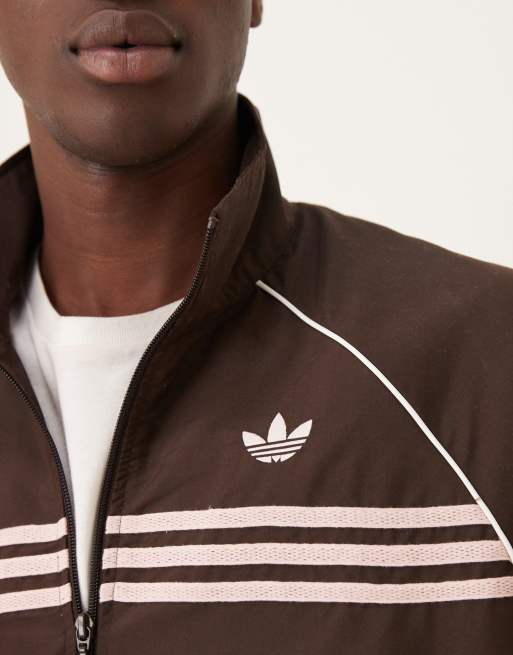 adidas Originals – Trainingsjacke in Kaffeebraun mit Bruststreifen, 3 von 4