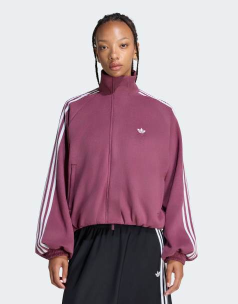 adidas Originals Trainingsjacke in Wildlederoptik in Burgunderrot - view 1