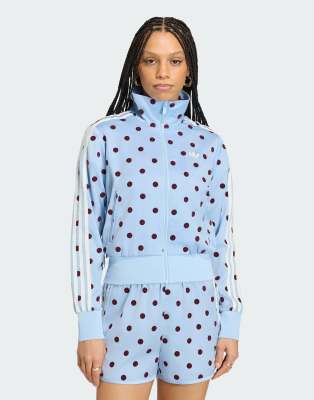 adidas Originals - Trainingsoberteil aus Satin in Clear Sky mit Punktemuster-Blau