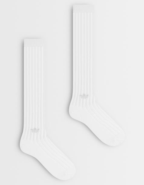 adidas Originals Trefoil 2 pack knee high socks in white - view 1