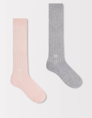 Adidas Originals Trefoil 2 Pack Knee Socks In Multi