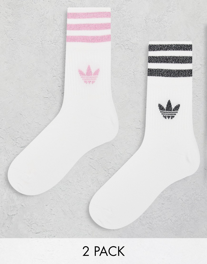 adidas Originals Trefoil 2 pack mid cut socks in white