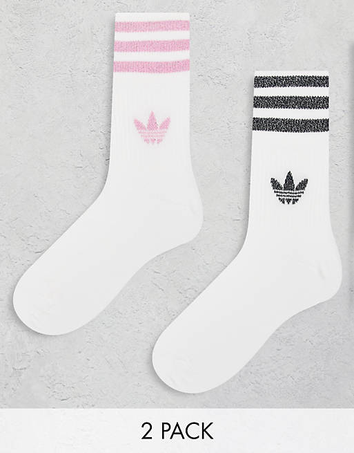 adidas Originals Trefoil 2 pack mid cut socks in white | ASOS