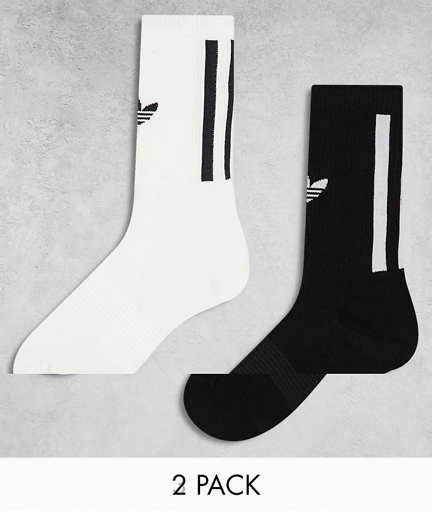adidas Originals Trefoil 2-pack socks in black and white-Multi