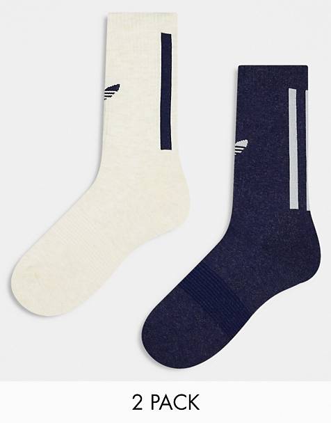 adidas Originals Trefoil 2-pack socks in off-white and navy