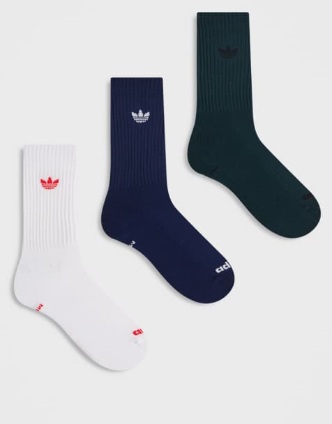 adidas Originals Trefoil 2.0 3 pack crew socks in dark green, red and navy - view 1