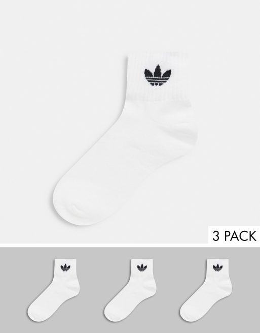 adidas Originals Trefoil 3 pack ankle sock in white multi