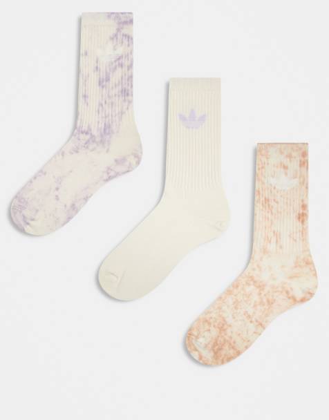 adidas Originals Trefoil 3 pack tie dye crew socks in peach - view 1