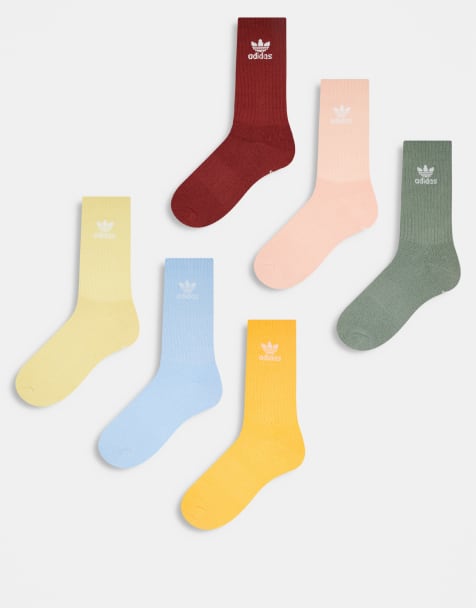 adidas Originals Trefoil 6-pack crew socks in multi - view 1