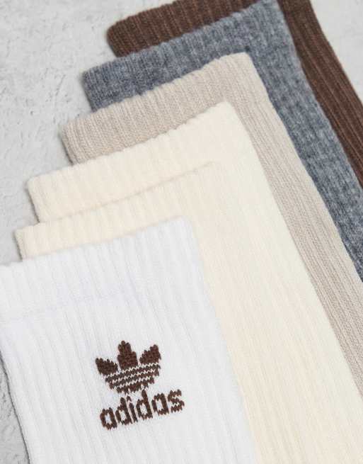 adidas Originals Trefoil 6-pack crew socks in neutral multi
