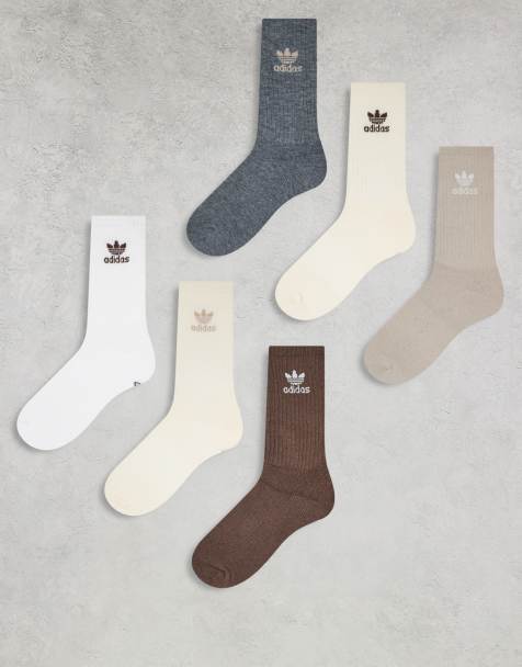 adidas Originals Trefoil 6-pack crew socks in neutral multi - view 1