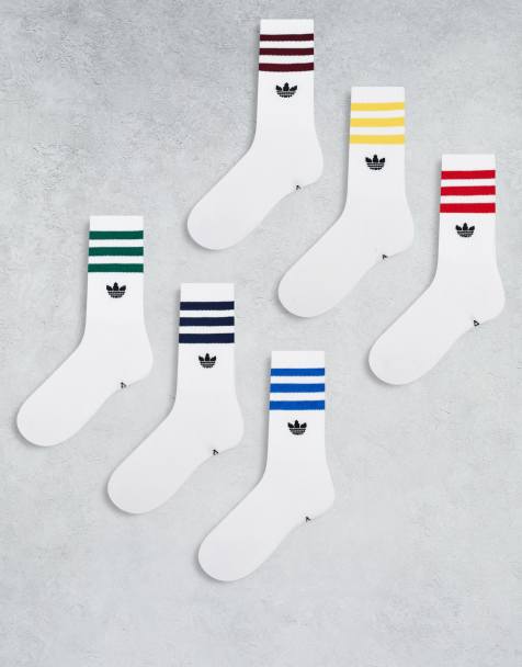 adidas Originals Trefoil 6-pack crew socks in white with collegiate color pop - view 1