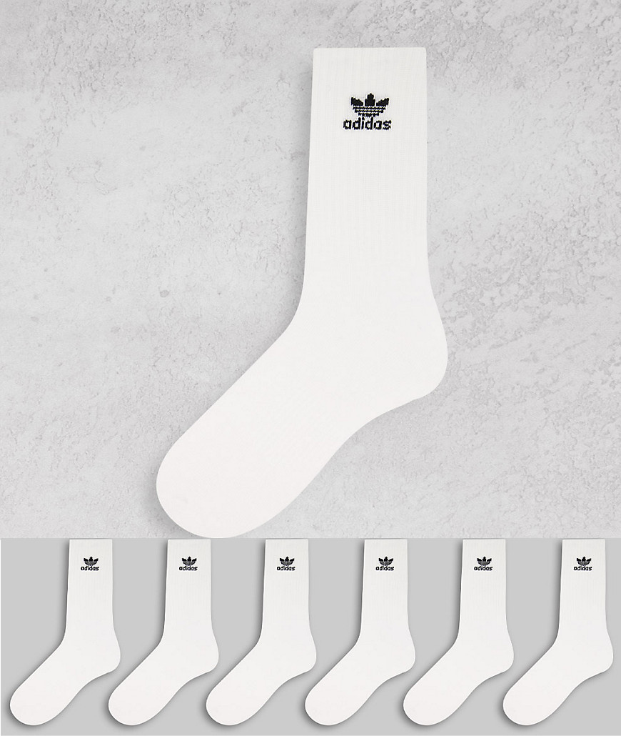 Adidas Originals Trefoil 6-pack Crew Socks-white